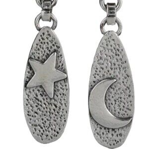 Vintage Retro Bohemian Style Oval Shape Pentagram Moon Pattern Dangle Earrings